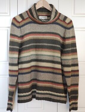 J.Crew 100% Lambswool Striped Turtleneck Sweater Women’s M Oversized